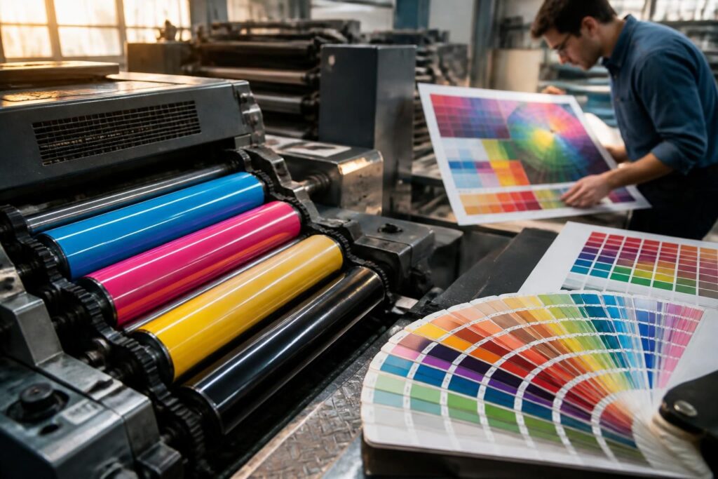 découvrez comment fonctionne l'impression en quadri couleur et les méthodes de conversion vers les couleurs pantone pour un rendu précis et professionnel.