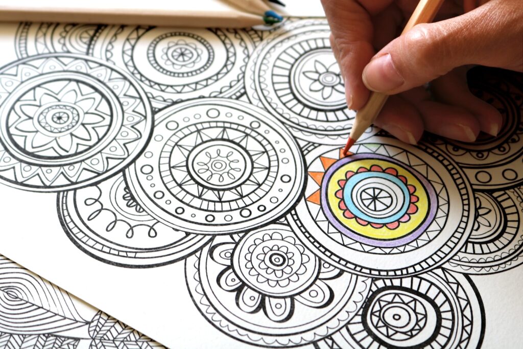 Coloring sheets to achieve more relaxation and focus